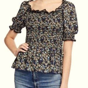 Max Studio smocked floral blouse